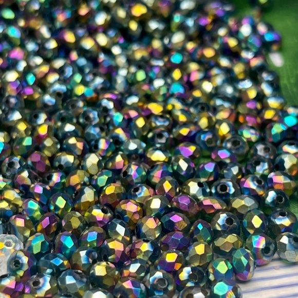200 Multi Faceted Briollete Rondelle Crystal Glass Beads Jewelry Making DIY lot - Picture 10 of 12